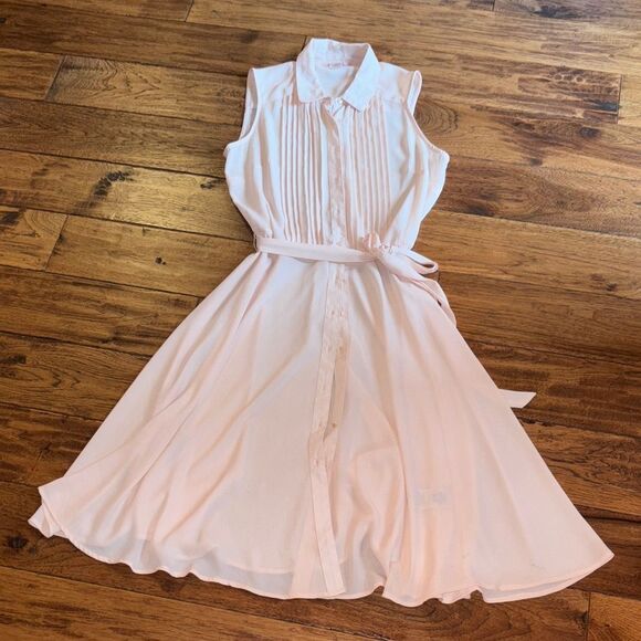 Nanette Lepore Light Pink Pleated Midi Dress - Picture 1 of 12
